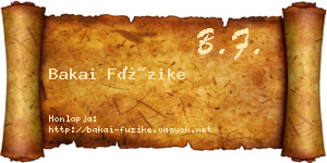Bakai Füzike névjegykártya